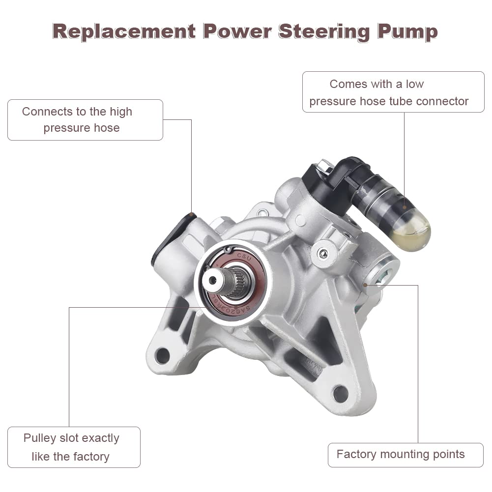 WMPHE Power Steering Pump Compatible with Honda Accord EX LX DX 2.4L 2003 2004 2005, Replacement for 21-5341, 96-5341, 56110-RAA-A01