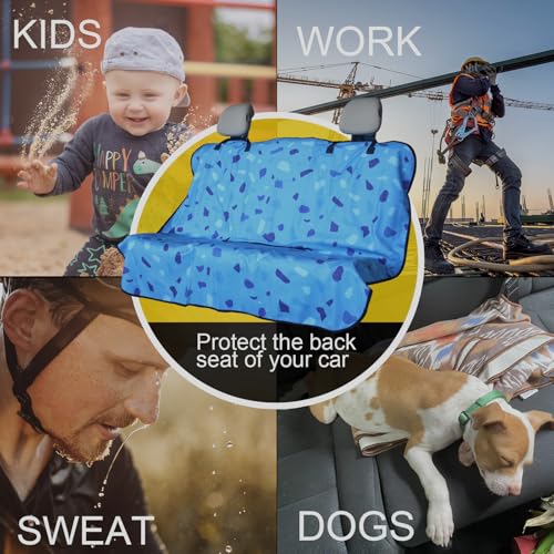 Image of Back Seat Cover for Car Trucks Van SUV Jeep,Waterproof Rear Bench Towel Seat Covers for Dogs and Kids,Automotive Backseat Protector (Blue Marbling)