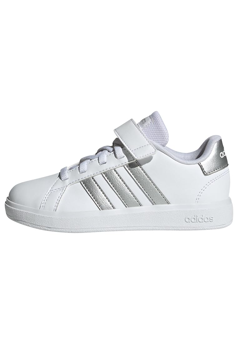 adidas Grand Court Elastic Lace and Top Strap Shoes, Zapatos-Alto Unisex niños