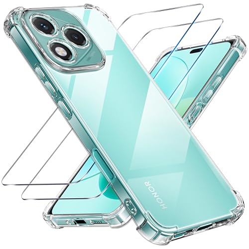 Tentoki for Honor 400 Lite Case and 2 Screen Protector Clear Soft TPU Cover Shockproof Protective Prevents Yellowing Ultra-Slim Transparent