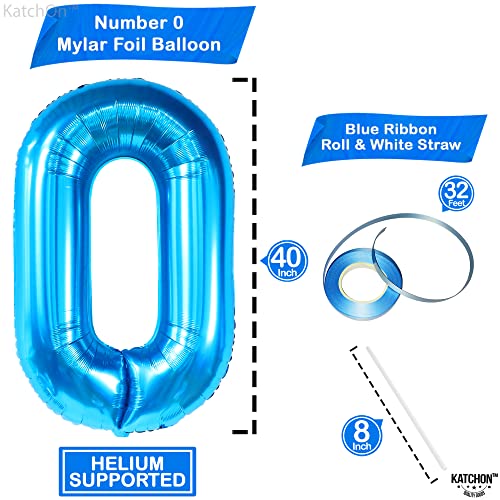 Image of KatchOn Blue 0 Number Balloons 40 Inch