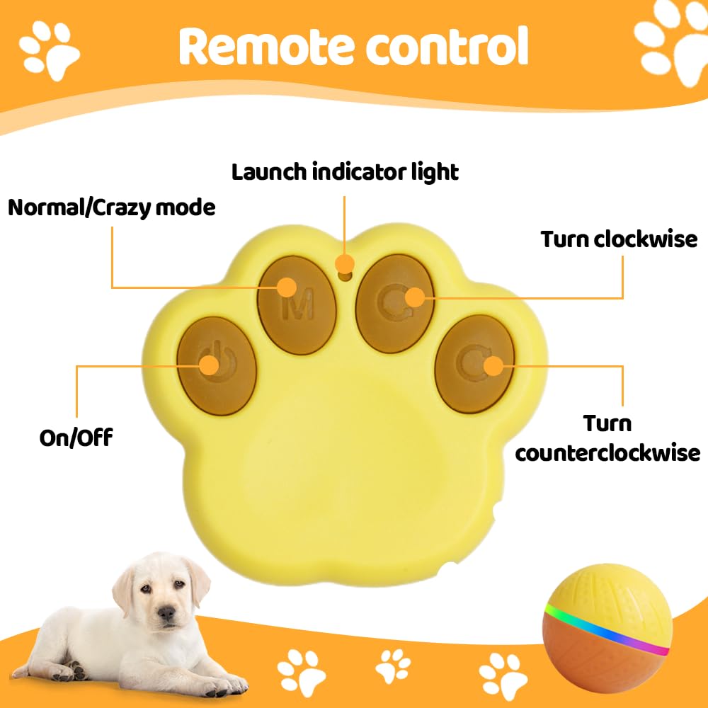 DONGKER Balle Interactive pour Chien,Jouet Intelligent et Étanche,Batterie Intégrée de 500 MAh,pour Petits,Moyens et Grands Chats
