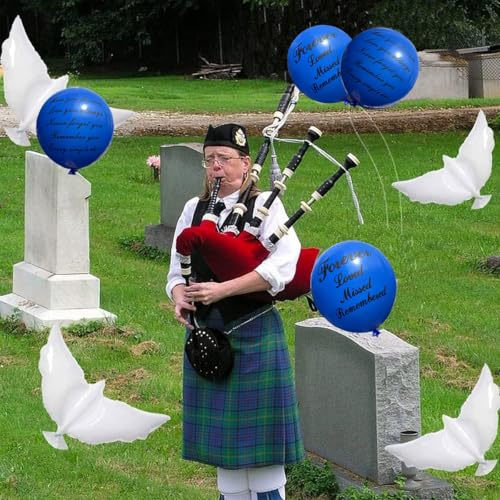 Image of 26 Pieces Blue Memorial Funeral Remembrance Balloons and 41.3 Inch Peace Dove Balloons for Release in Sky,Condolence, Funeral, Anniversary, Memorial Services