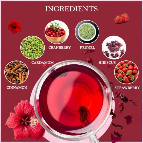 Image of Strawberry Hibiscus Herbal Tea Loose Leaf 100gm, Make Upto 50 Servings