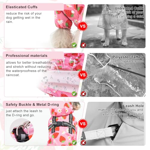 BEAUTYZOO-Dog-Raincoat-Hooded-with-Harness-Built-in-for-Small-Medium-Large-Dogs-Girls-Boys-Dog-Rain-Jacket-Slicker-Poncho-Waterproof-Dog-Rain-Coat-Clothes-for-Winter-Rainy-Snowy-Days-Pink-XS BEAUTYZOO Dog Raincoat Hooded with Harness Built in for Small Medium Large Dogs Girls Boys Dog Rain Jacket Slicker Poncho Waterproof Dog Rain Coat Clothes for Winter Rainy Snowy Days Pink XS