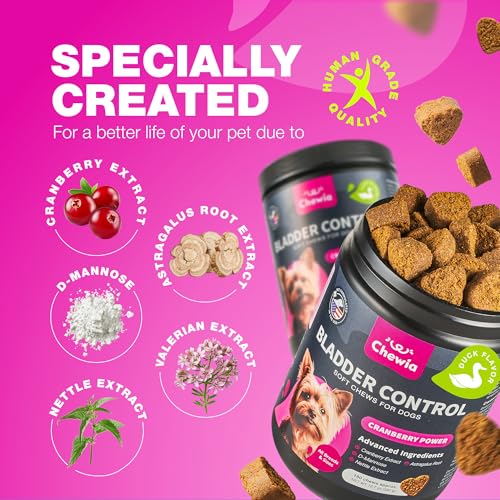 Image of Bladder Control Cranberry Chews - Dog UTI Suppport - Antioxidant Soft Chews for Dogs - D-Mannose & Nettle Extract