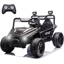 NEWQIDA XXL 24V 2-Seater Kids UTV Ride on Toys for Big Kids with Remote Control, 4WD Off-Road Electric Ride On Car w/Metal Frame, 22" Spacious Seat, Spring Suspensions, EVA Rubber Tires, Music, Black