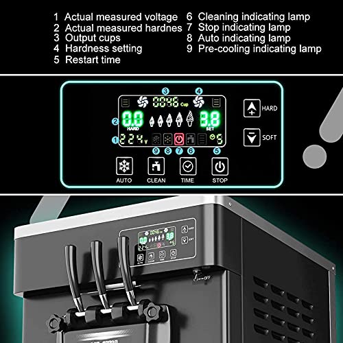 2200W Kommerzielle Eismaschine, Soft & Hard Serve Desktop Automatische Eismaschine Mit LCD-Display, 3… – Bild 6