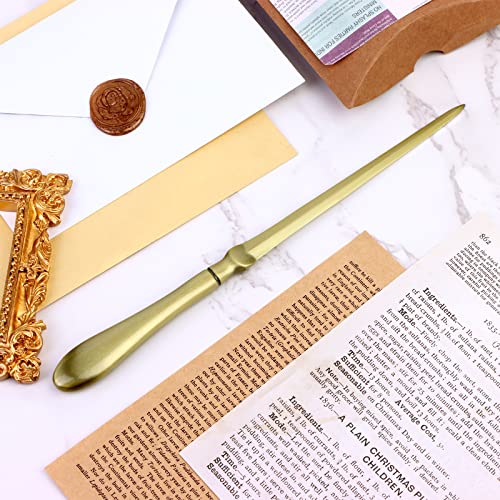 Craftshou 2 Pcs Golden Letter Opener Metal Envelope Opener,Letter Opener Paper Cutting Knife For School Office Home Mail Supplies #TOP3