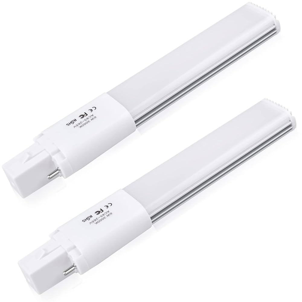 By3 luz 2枚セット Bonlux 2-Pack 6W G23 2-Pin LED PL-S Lamp Warm White 13W CFL