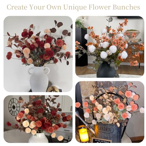 MERRI GLOW 6Pcs Spring Flowers Artificial Fake Flowers Bulbs Silk Faux Chrysanthemums Flores for Indoor Outdoor DIY Bouquets Wedding Centerpieces Home Decoration — view 4