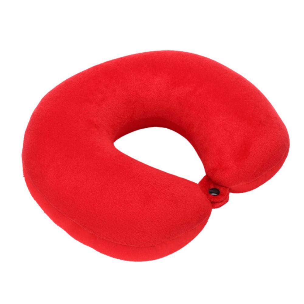 LAGEDOUDING U Shaped Travel Pillow Particles Neck Car Plane Pillows Soft Cushion Home Outdoor Textile,Red