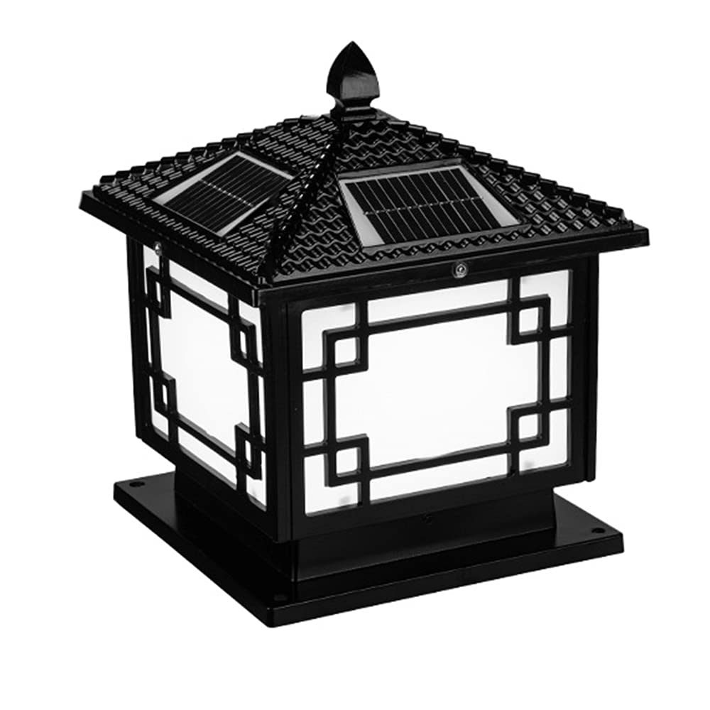 Traditional Black Landscape Light Solar Outdoor Lights IP45 Waterproof Solar Pathway Lights Cast Aluminum Solar Powered Pillar Lamp