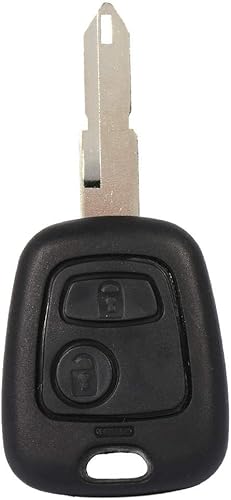 2 botones de repuesto remoto para llave de coche sin cortar con hoja en blanco para 206