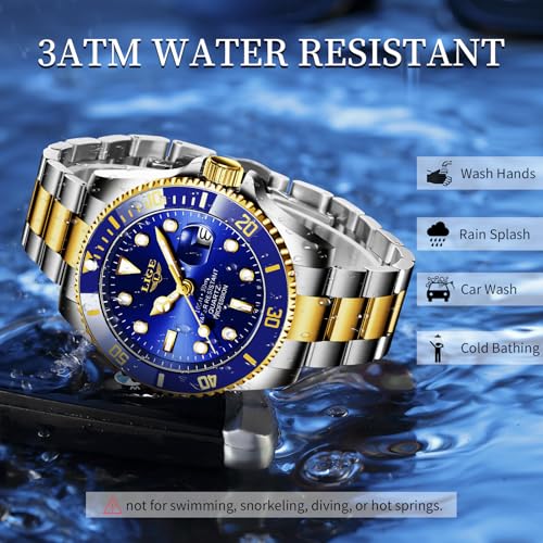Image of LIGE Fashion Watches for Men Stainless Steel Business Dress Watch Waterproof Analog Quartz Watch with Luminous Date Display Manl Wrist Watch