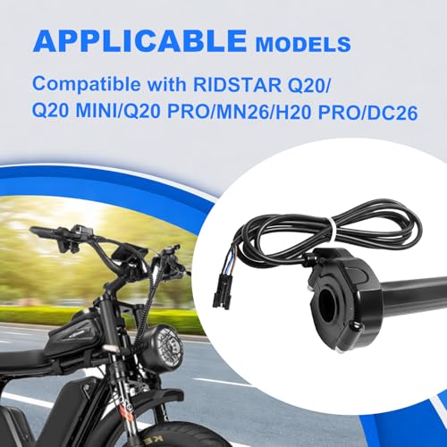 Image of Full Twist Throttle for Ridstar Q20, Surron Throttle with Ignition Switch, Ebike Throttle Grips Cable Kit Compatible with Ridstar Q20 Electric Dirt Bike