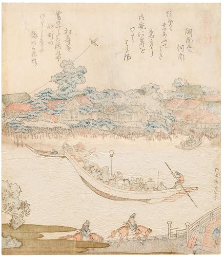 Peintures les rives de la rivière Sumida Hokusai pour salon zen moderne