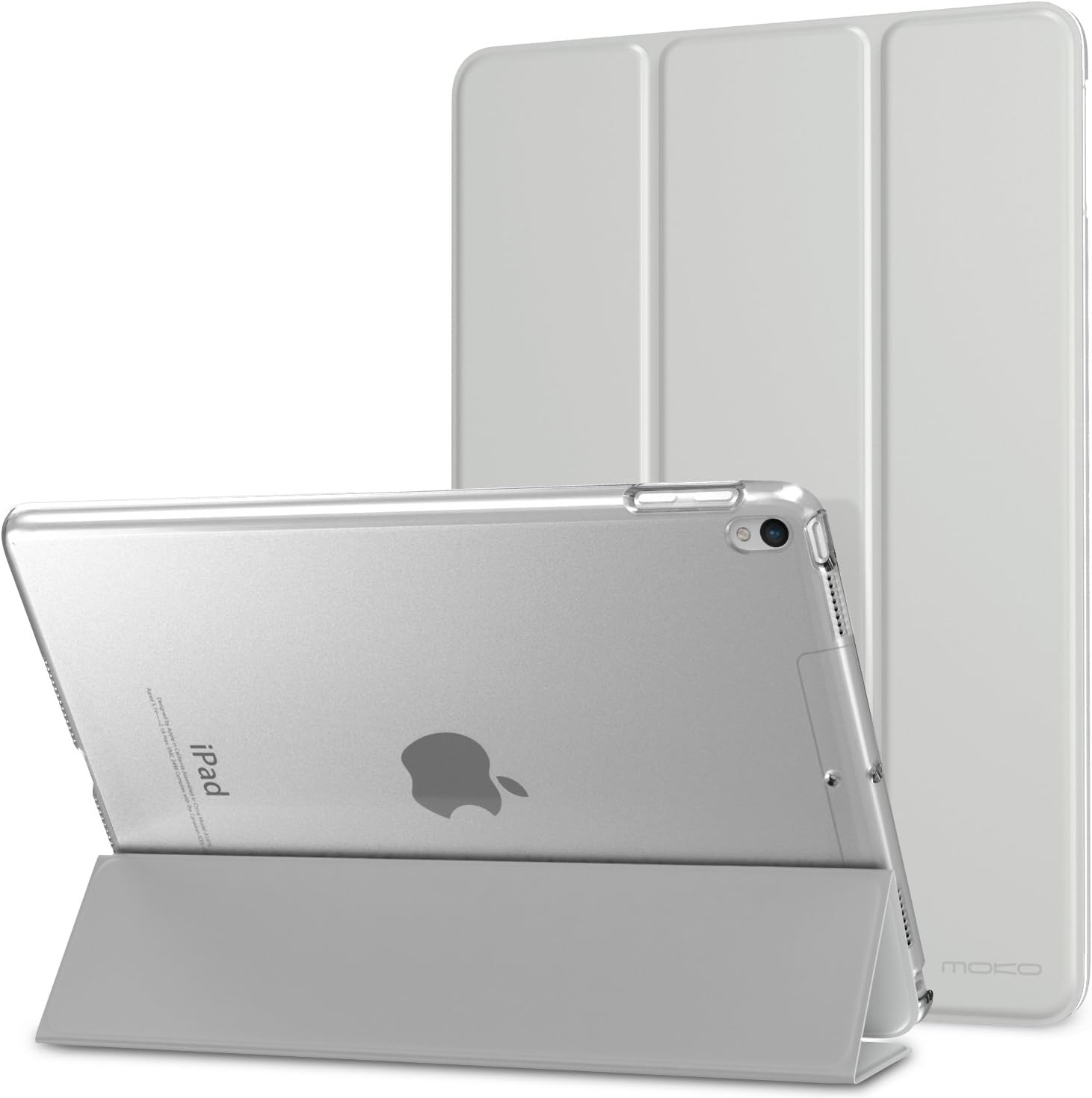 MoKo iPad Air 3 ケース iPad Pro 10.5 ケース iPad Air 第3世代(2019) / iPad Pro 10.5(2017)専用保護カバー 10.5インチ 半透明シェル オートスリープ機能 三つ折りスタンド 高級PUレザー 裏地マイクロファイバー 軽量 薄型 傷防止 スマートケース Silver