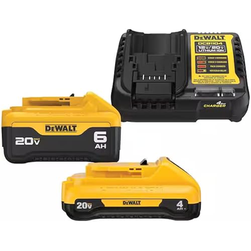 Dewalt 20V MAX Lithium-Ion 6.0Ah and 4.0Ah Battery, Charger Starter Kit and Carrying Bag