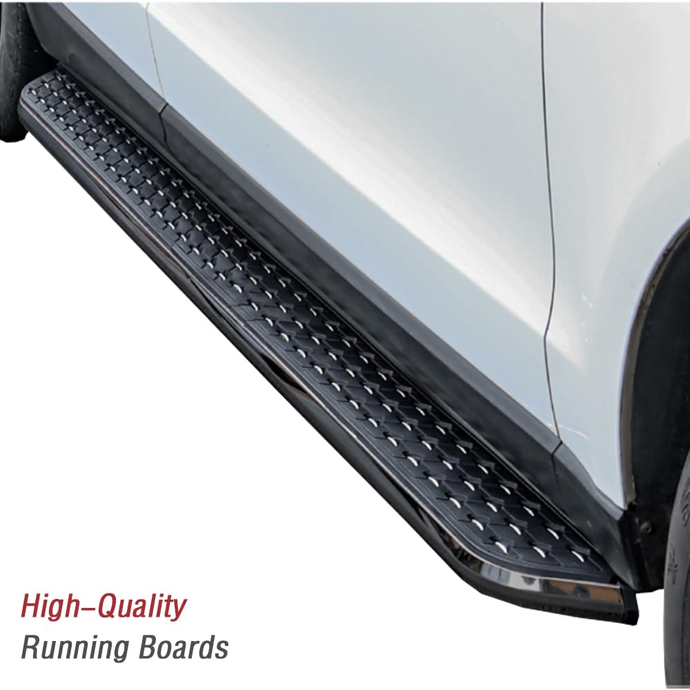 Deski do biegania do Chery TIGGO 4 PRO 2020-2024, 2 szt. aluminiowe stałe stopnie boczne (z uchwytem), zestaw bez wiercenia, zestaw śrub | DIY Project SUV, akcesoria do szyn, czarne (1 zestaw) (HBMTX)