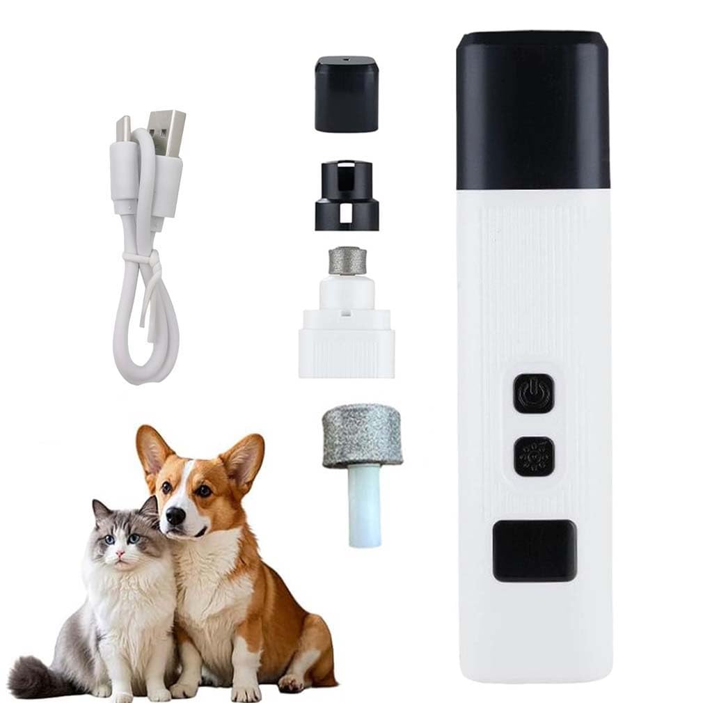 Catlabo Cat Nail, Catlabo Safe Cut Cat Nail Trimmer, Two Adjustable with 360° Grinding Settings, Low-Vibration Ultra-Quiet 2 in 1 Dog Nails Clippers for Large Medium Small Dogs Cats (White)