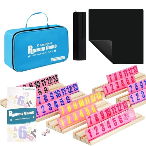 Rummy Cube 6 Player Edition con 6 Soportes de Madera y Tablero