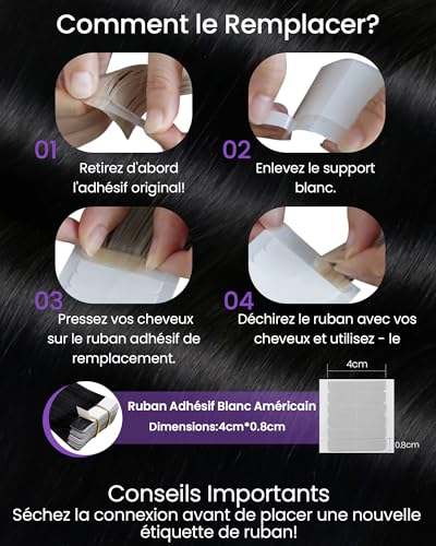 Extension adhesive cheveux naturel volume lisse sans abimer #1