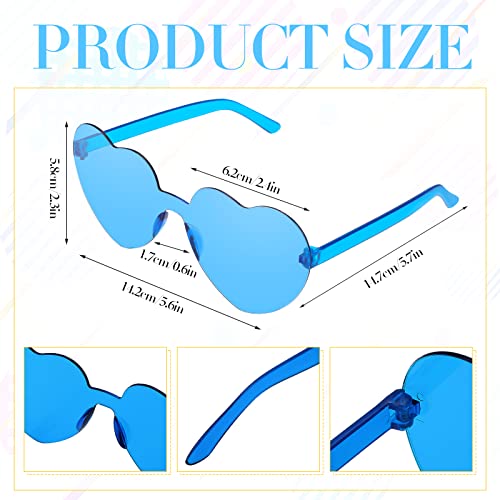 Konohan 16 Pairs Heart Shaped Sunglasses for Women Rimless Heart Glasses Candy Color Sunglasses for Party Favors2