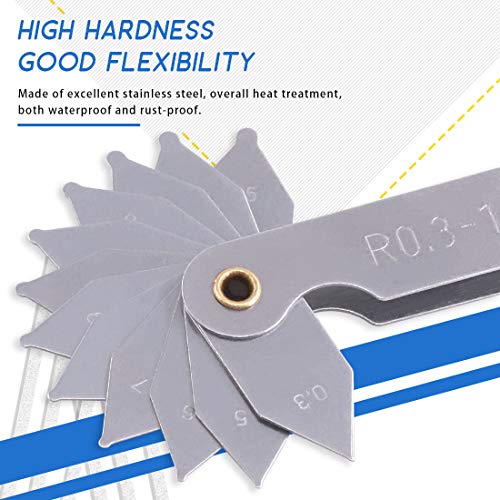 GLARKS G-985 4 Pack R0.3-1.5/ R1-6.5/ R7-14.5/ R15-25 Radius Gauge Set, Stainless Steel Radius Fillet Gage Portable Concave Convex Measuring Tool for Tool and Die Makers Check 4 GLARKS G-985 4 Pack R0.3-1.5/ R1-6.5/ R7-14.5/ R15-25 Radius Gauge Set, Stainless Steel Radius Fillet Gage Portable Concave Convex Measuring Tool for Tool and Die Makers Check - Image 4