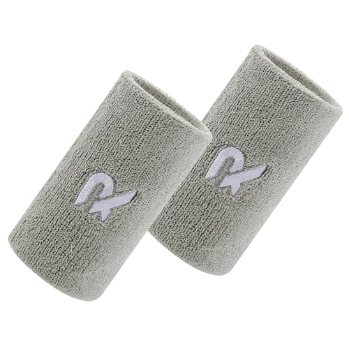 Raquex Sports Wristbands (7 Colours 2 Widths) - Soft Stretchy Cotton. Padel Tennis Squash Running Sweat Bands - Machine Washable (Grey Pair)