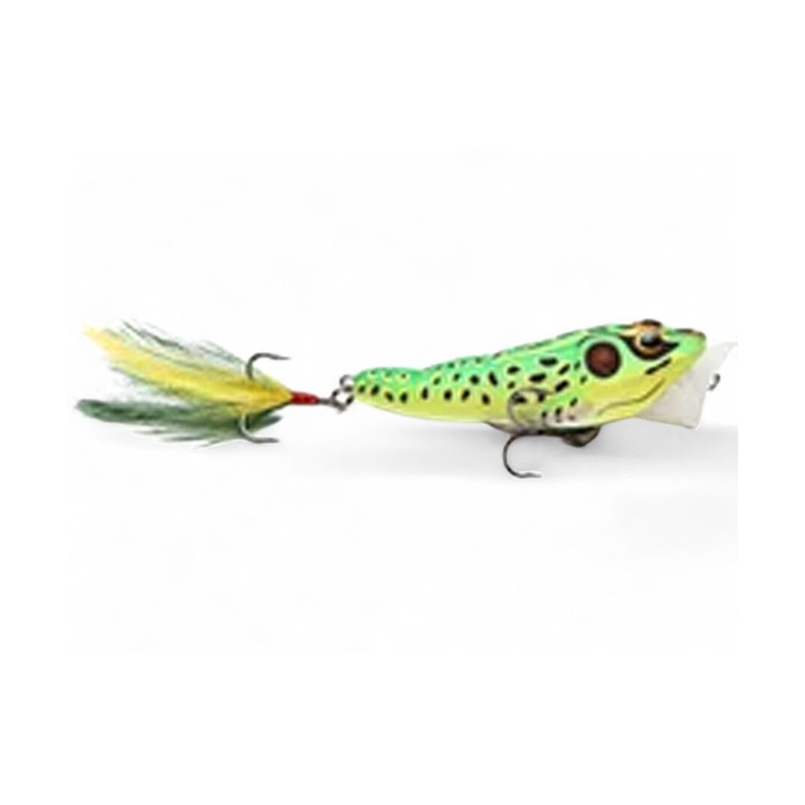 Frog Topwater Popper 1/2Oz Fishing Lure 1/2Oz Floroscent Green Yello Fishing Lures Bass Jigging Bait Jig Lure Weedless Soft Plastic Swimbait Accessories Freshwater