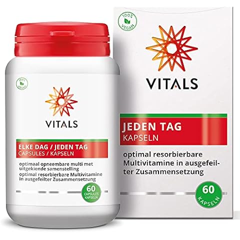 Vitals - Jeden Tag Multi 60 Kapseln. Optimal resorbierbare Multivitamine in ausgefeilter Zusammensetzung. Vegan Multivitamine. Leichter zu schlucken als Tabletten Cover