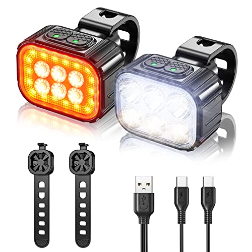 OneAmg Lumiere Velo USB Rechargeable Étanche Plusieurs Modes D'éclairage Lampe Vélo Puissante LED Eclairage Velo Avant et Arriere Convient pour Le Camping Randonnée Balade Nocturne