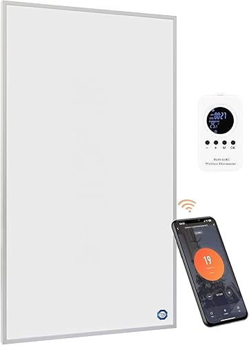 Calentador de espacio para uso en interiores de 600 W, panel de calefacción por infrarrojos, montado en la pared, programable de 7 días, control por