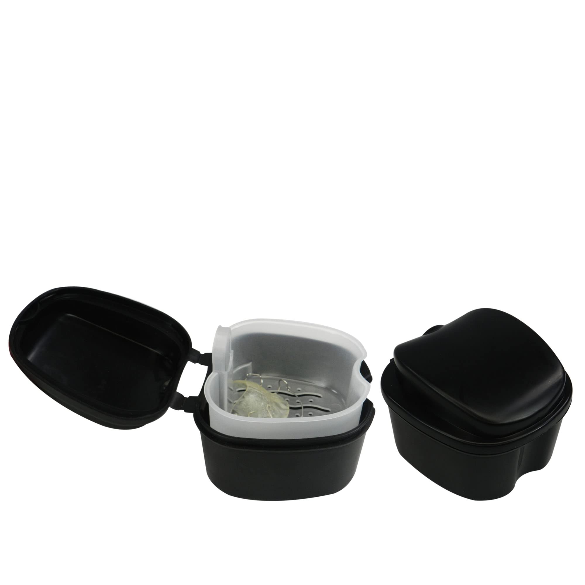 Dentosmile Denture Box in Black Color - Dental Orthodontic Retainer Case | Teeth Storage Box, Denture Storage Case Fake Tooth Holder with Strainer (2) 2