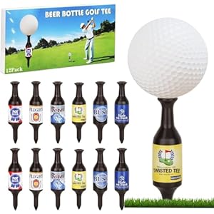 QHMENG 12 Pack Funny Golf Tees, Beer Bottle Golf Tees Recyclable Plastic Golf Tees for Men, Novelty Golf Gifts for Men, Father, Golfers, Bachelor Party, 3.54″ Tall