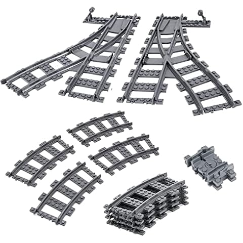 shineFinder Bausteine Schienen Set, City Schienen, Toy Railway Rails for Train, kompatibel mit dem Marktführer (City Schienen 11Stück) Cover