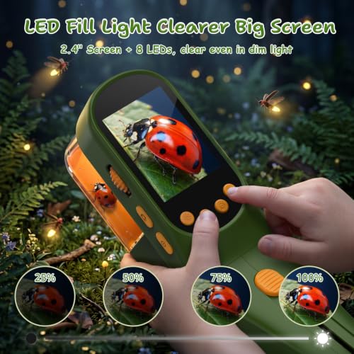 OAEBLLE Bug Catcher for Kids, 500X Zoom, 2.4" Screen, STEM Toy 4-8, Pine - image 4