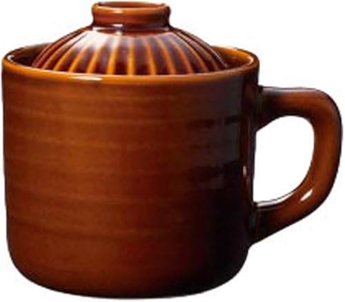 Pot Rice Cooker, Mug Type, Capacity Approx. 0.2 gal (0.55 L), Western Style, Earthenpot, For 1 Person Microwave, Brown Type