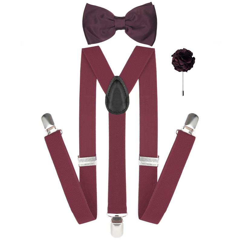 axlon Men's Suspender Gallace Y Back With Matching Bow Tie & Brooch Pin For Men (Free Size)-picture-0