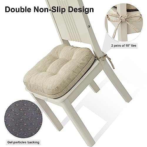 Shinnwa Chair Cushions For Dining Chairs 4 Pack, Tufted Memory Foam Kitchen Seat Cushions, Non-Slip Chair Pads With Ties thumb #4