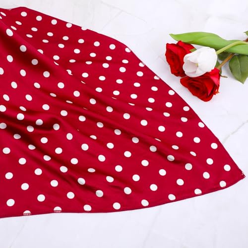 Chiffon Scarf, Red Vintage Dot Scarf for Women Red Bandana Scarfs Lightweight Neckerchief Elegant Bandana Hair Ties Headscarf for Handbags Purse Headscarf Handkerchief (19.7 Inch)2