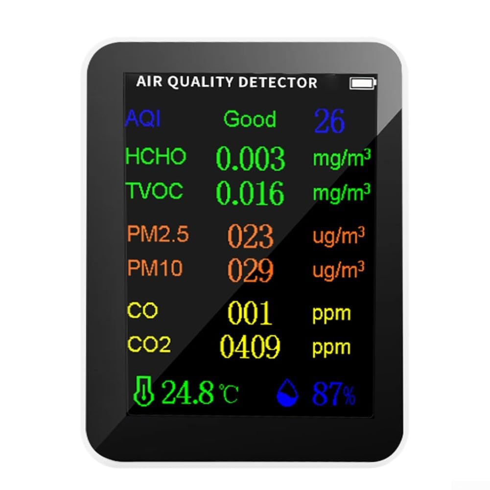 Compteur de qualité de l'air 10 en 1 PM2,5 PM10 HCHO AQI Température Humidité Testeur