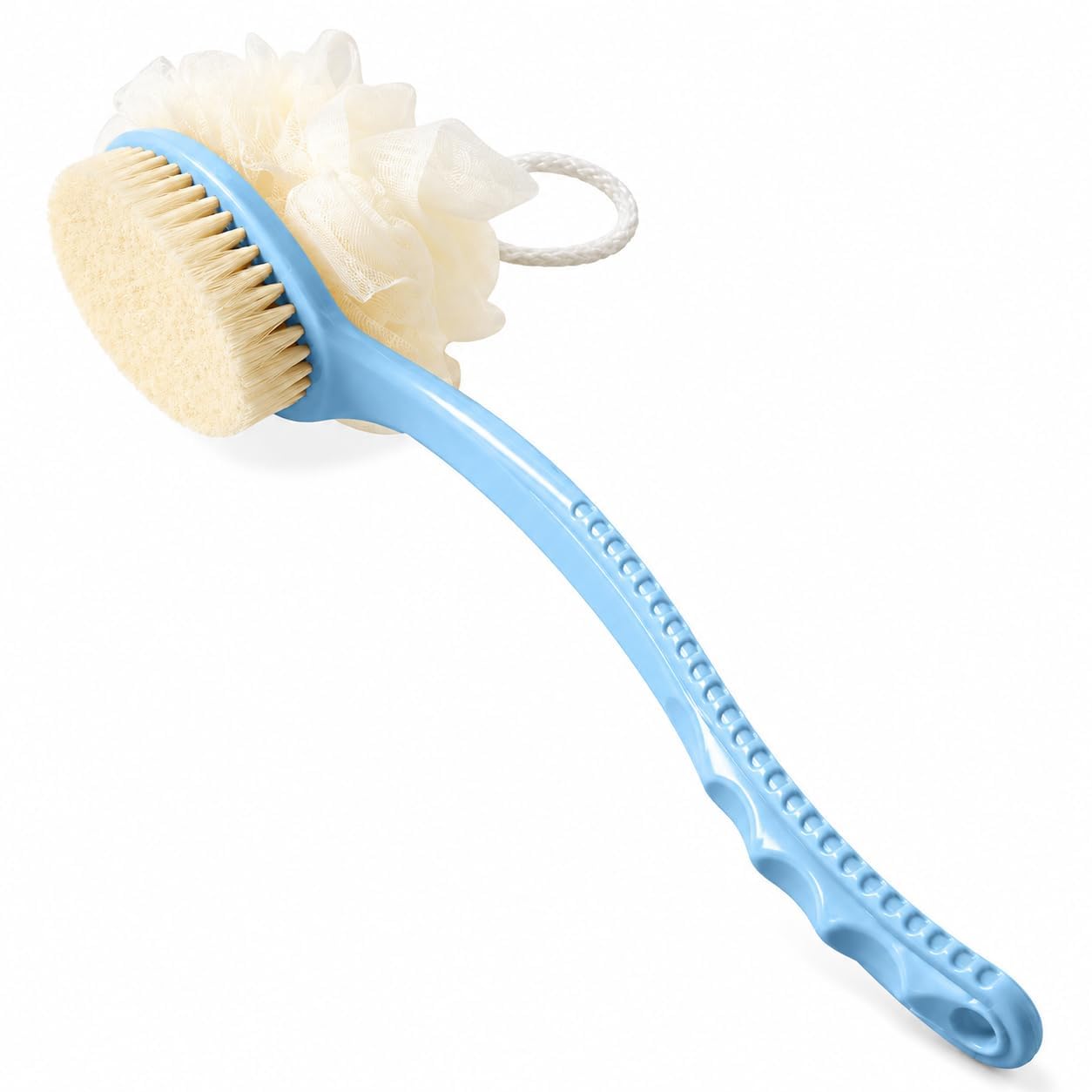 Premium Long Handle Bath Body Brush with Soft Bristles & Loofah | Double-Sided Exfoliating Back Scrubber | Shower Brush for Deep Cleansing & Massage | Bathroom Spa Accessories (1 Pc)-image-36