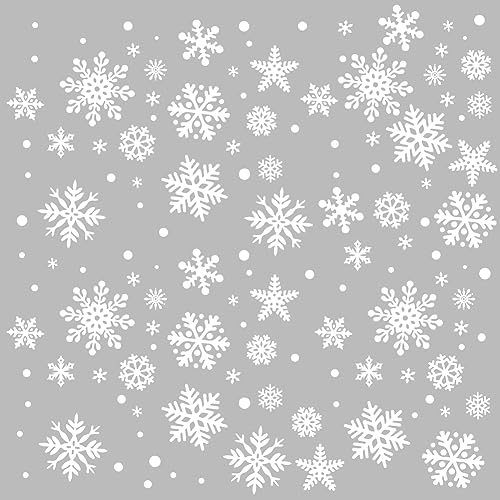 SUPERDANT Blanc Flocon de Neige Sticker Mural Pentagramme Forme Flocons de Neige Sticker Mural Amovible Thème de la Reine des Neiges Décoration Murale pour...