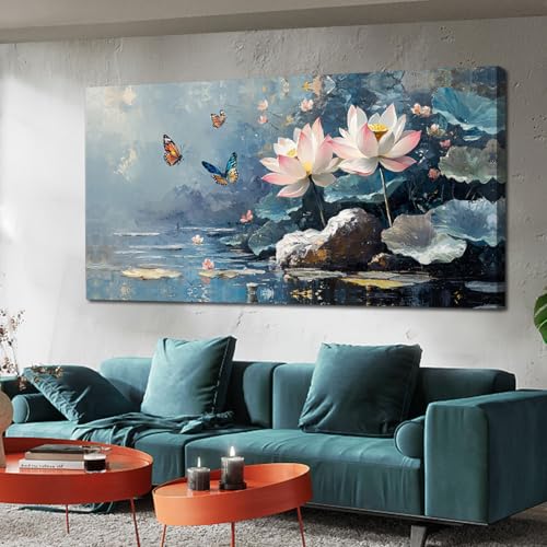 Ardemy Lotus Wall Art - Butterfly Canvas 40x20