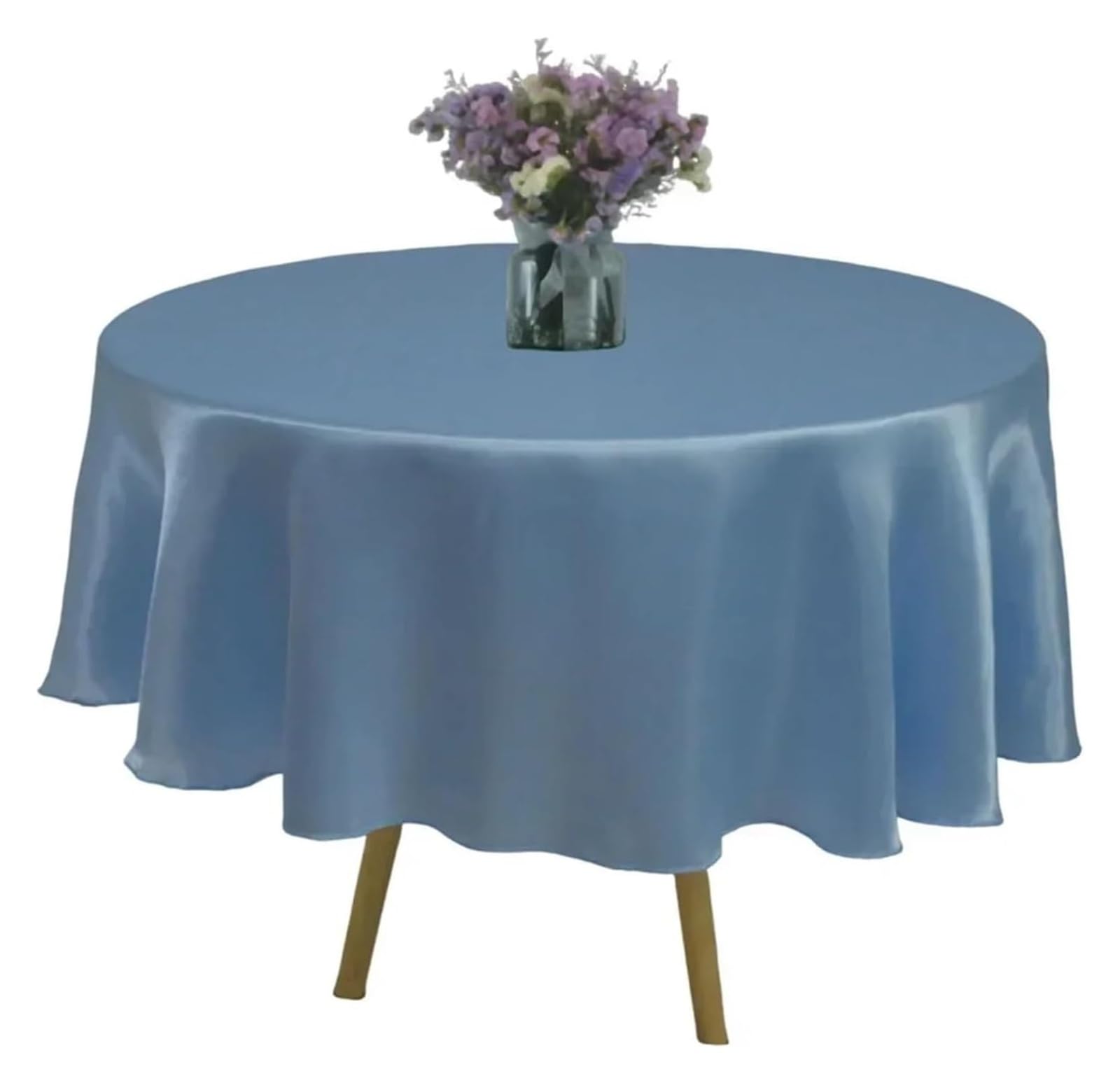 Pzoferlin Blue Tablecloth Round Satin Tablecloth Multicolor 145-335Cm Wedding Party Birthday Home Dining(,145Cm)
