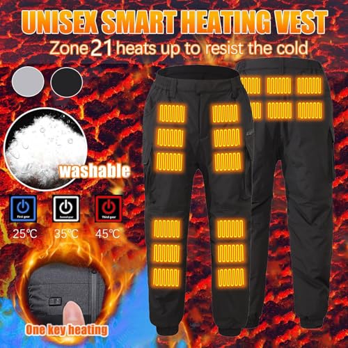 Women's Mens Heated Pants USB Electric Rechargeable Heating Pant Winter Fleece Insulated Active Sweatpants for Jogger3