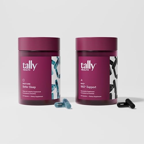 Tally Health Paquete Super NAD+ - Sueño restaurador + energía celular y reparación del ADN con restauración (suministro para 30 días, 90 caps) +