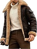 Herren Camel Stilvolle fliegende Lederjacke Herren B3 Bomber Flight Shearling Aviator Schaffell Wintermantel, Slim Fit Shearling Aviator Bomberjacke, Bomberjacke Herren ( Color : Grey , Size : XXL )